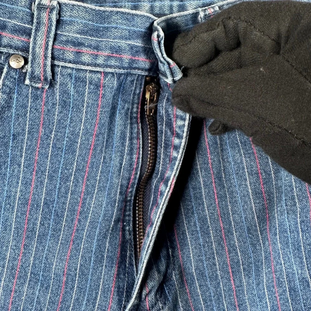 VTG 80s Sergio Valente Pinstripe Jeans Boys Prep 29 (26x28) High Waist Railroad‎
